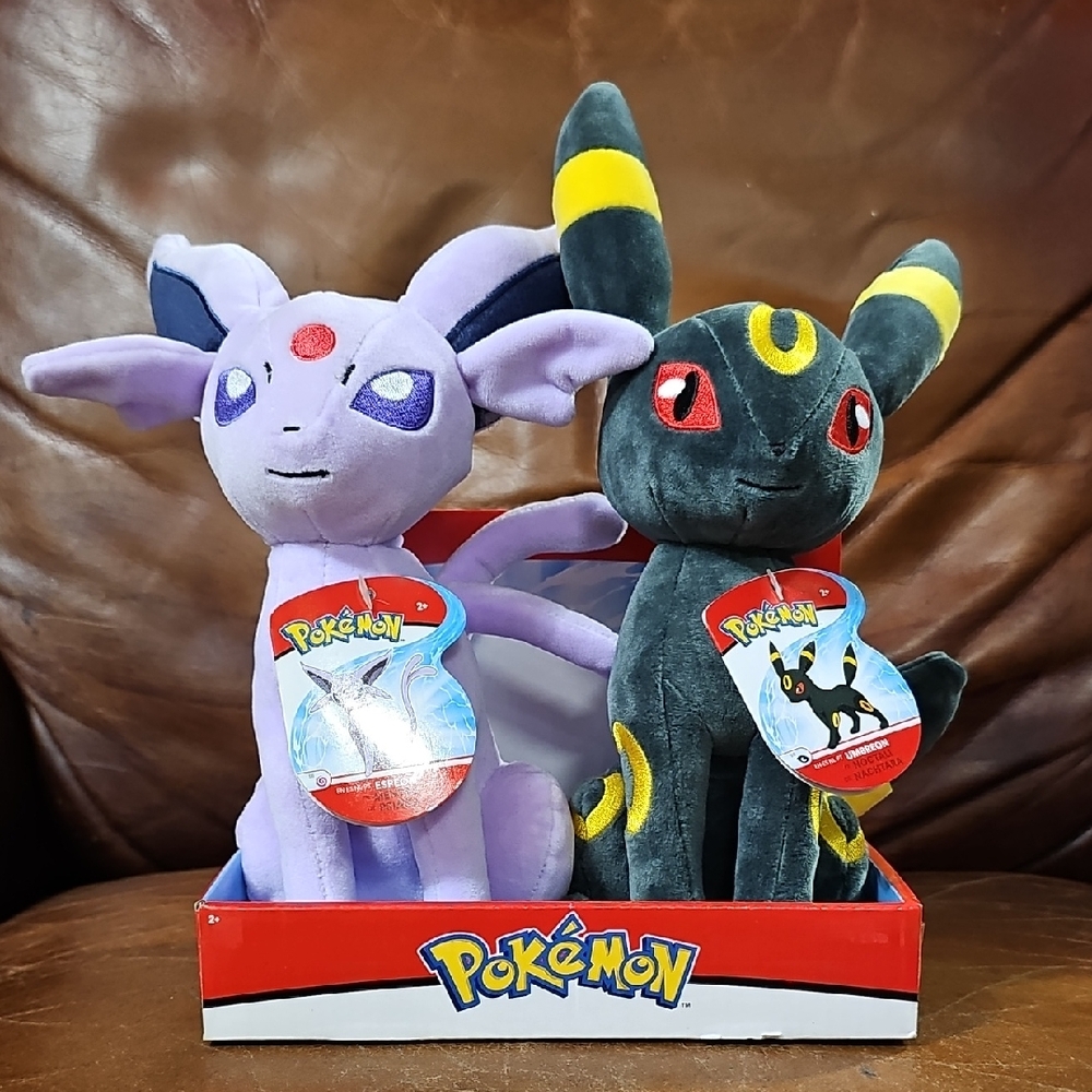 NIB/NWT Espeon and Umbreon Plush Set - Purple and Black -8 Inch Plush - POKÉMON